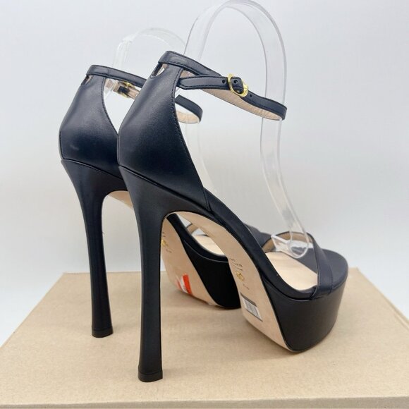 Stuart Weitzman Nudistcurve Hollywood Platform Sandal Black Leather US 8.5 Spain - Picture 5 of 10
